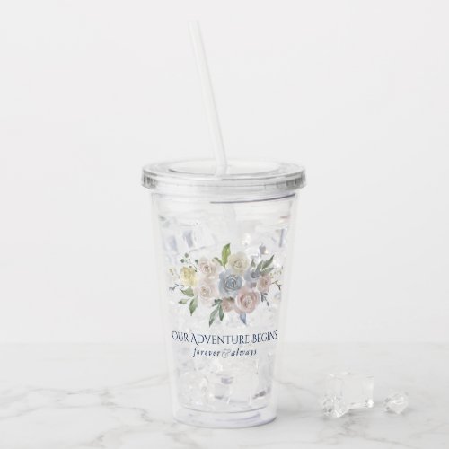 Dusty Floral  Pastel Adventure Begins Keepsake Acrylic Tumbler