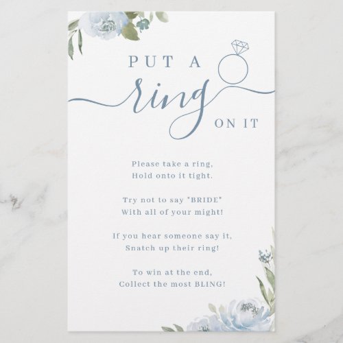 Dusty floral put a ring on it bridal shower game