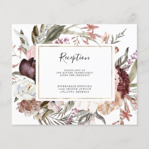 Dusty Floral Reception Information Insert  Budget Flyer