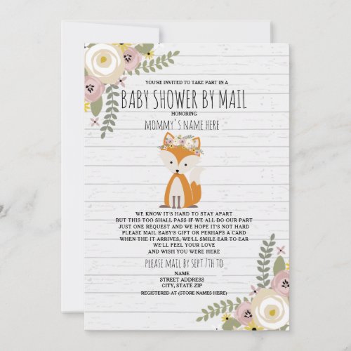 Dusty Floral Shower By Mail Fox Invitation