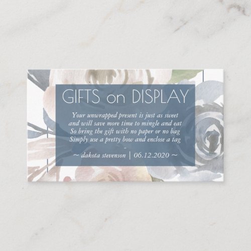 Dusty Floral  Smoky Rose Shower Gift on Display Enclosure Card