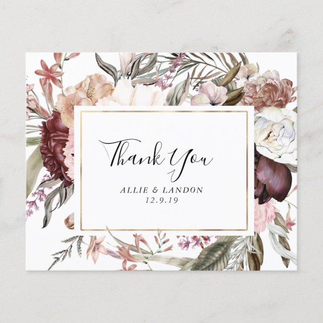 Dusty Floral Thank You Card | Budget Flyer (Front)