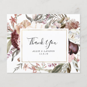 Dusty Floral Thank You Card Budget Flyer
