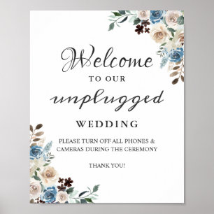 Dusty Floral Unplugged Wedding Sign