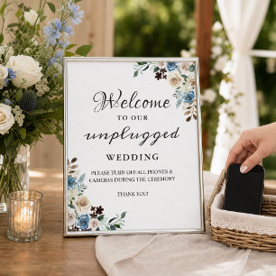 Dusty Floral Unplugged Wedding Sign