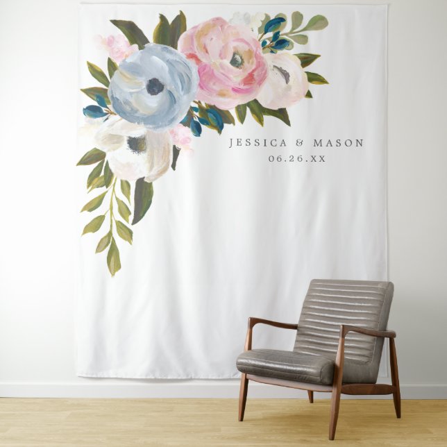 Dusty Floral Wedding Backdrop Photo Booth (In Situ)