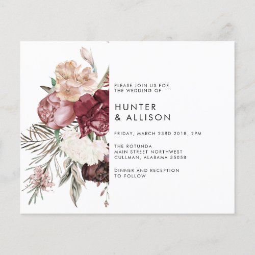 Dusty Floral Wedding Invitation