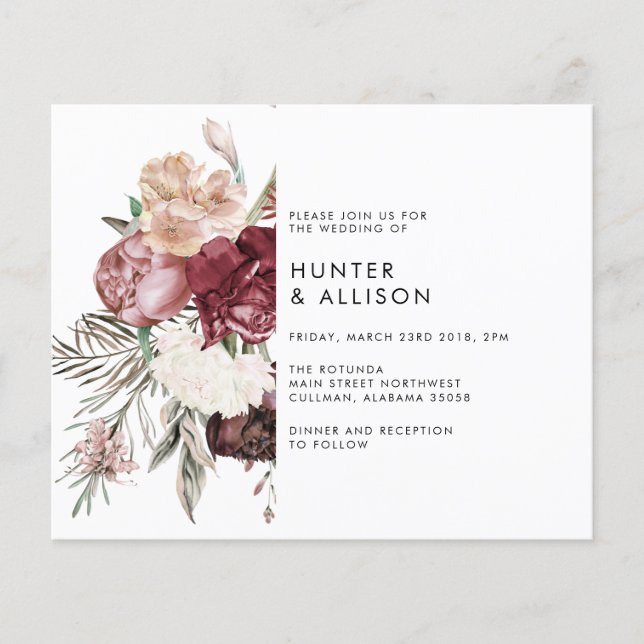 Dusty Floral Wedding Invitation Flyer (Front)