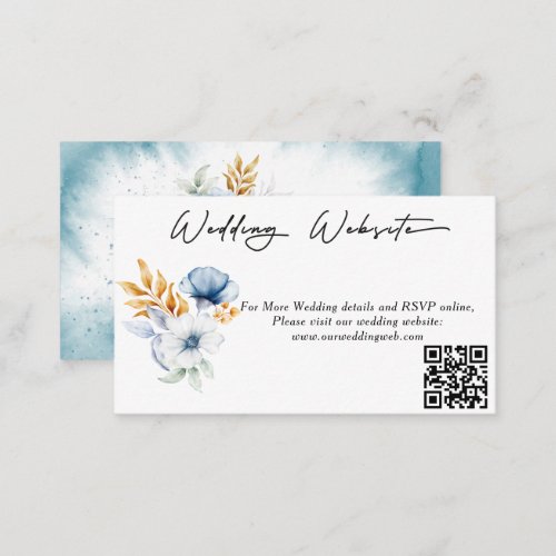 Dusty  Floral Wedding Website QR Code Enclosure Card