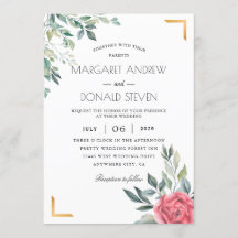 Dusty Floral with golden geometric frame wedding