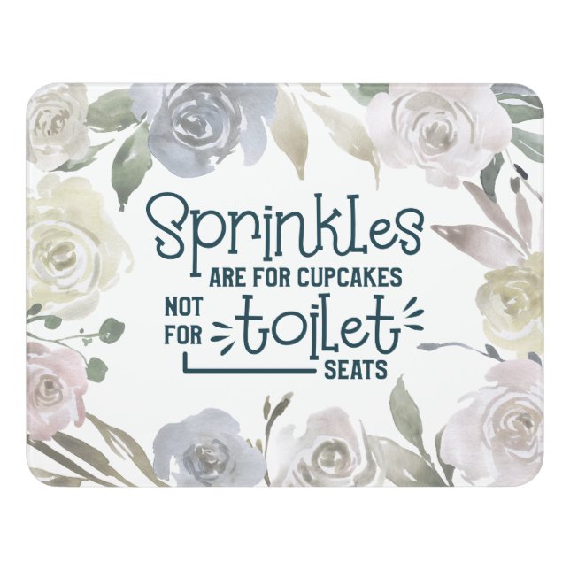 Dusty Floral Wreath | Pastel Funny Bathroom Sign (Contemporary Front)