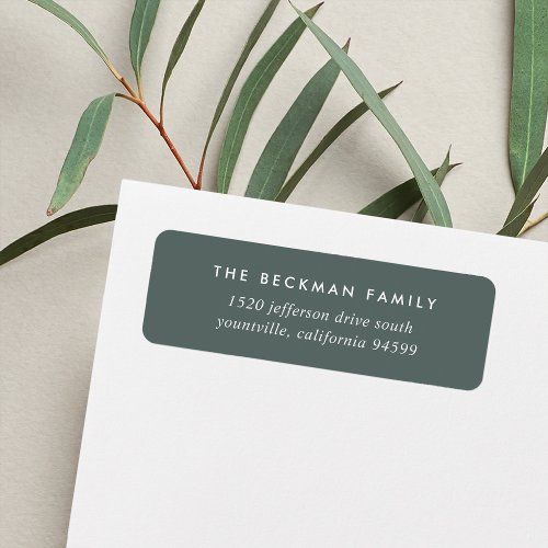 Dusty Forest Green and White Return Address Label