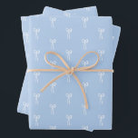 Dusty French Blue Christmas Classic Coquette Bow  Wrapping Paper Sheets<br><div class="desc">This classic dusty French blue is a calming backdrop for these dainty white coquette bows. This pattern would be perfect for a blue Christmas theme or a coastal baby or bridal shower. This gender neutral pattern will shine under the tree or on a gift table. A perfect gift wrap or...</div>