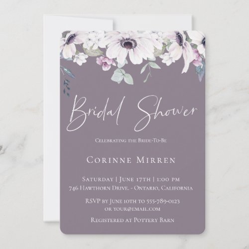 Dusty Garden Floral Bridal Shower Invitation