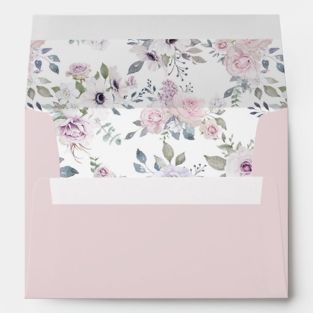 Dusty Garden Floral Personalized Return Address Envelope (Back (Bottom))