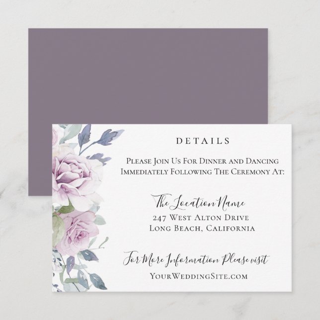 Dusty Garden Floral Wedding Details Invitation (Front/Back)