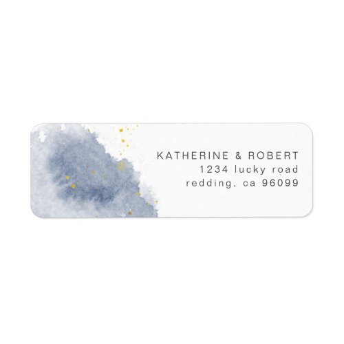 Dusty Gold and Blue Return Address Label