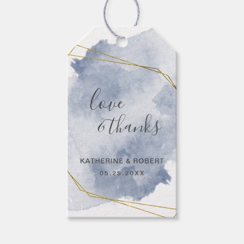 Dusty Gold and Blue  Wedding Gift Tag