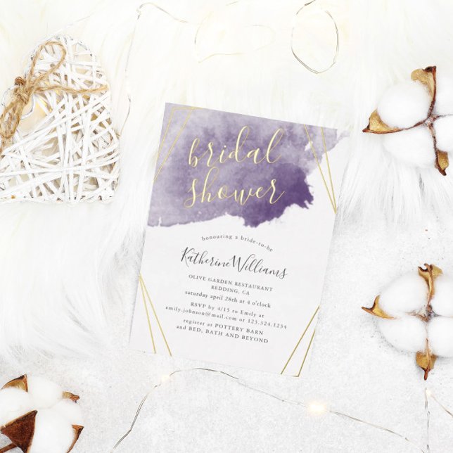 Dusty Gold and Purple Bridal Shower Foil Invitation (Creator Uploaded)