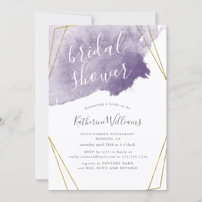 Dusty Gold and Purple ⎥ Bridal Shower Invitation (Front)