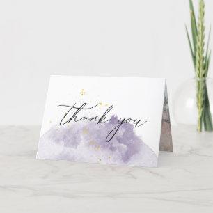 Dusty Gold and Purple Elegant Photo Thank You Card