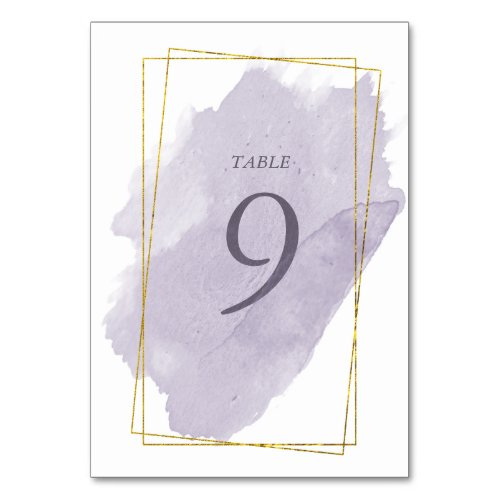 Dusty Gold and Purple Wedding Table Card
