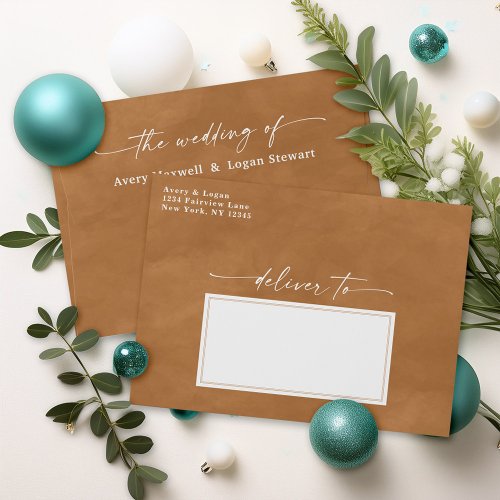 Dusty Gold Watercolor A7 5x7 Wedding Invitation Envelope