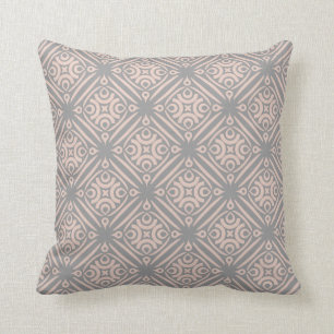 Dusty Gray and Almond Pink Pattern Throw Pillow