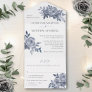 Dusty Gray Floral Roses Foliage Wedding All In One Invitation