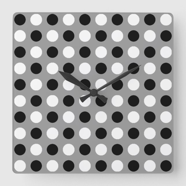 Dusty Gray Polka Dots Square Wall Clock (Front)