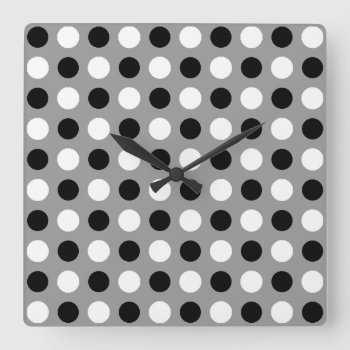 Dusty Gray Polka Dots Square Wall Clock by SawnsSimplicity at Zazzle