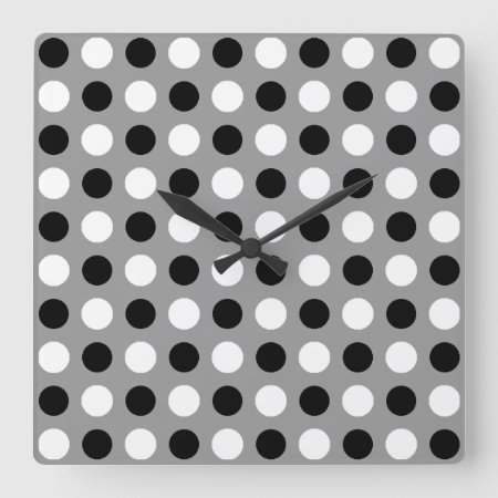 Dusty Gray Polka Dots Square Wall Clock