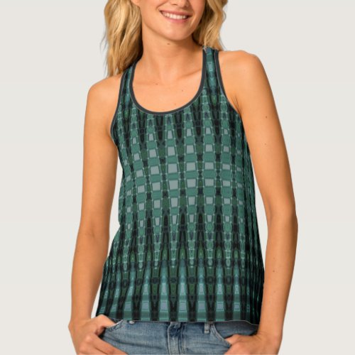 Dusty Green Abstract Design Tank Top