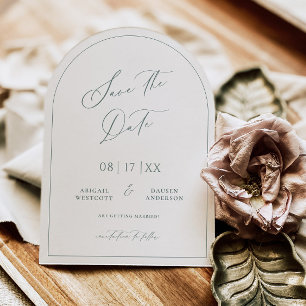 Dusty Green Arch Save the Date Announcement Card