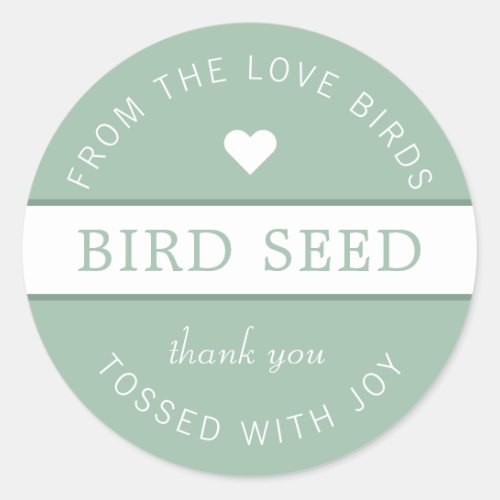 Dusty Green Bird Seed Toss Wedding Favors Classic Round Sticker