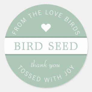 Dusty Green Bird Seed Toss Wedding Favors Classic Round Sticker