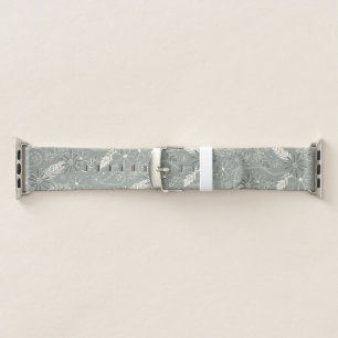dusty green boho feathers flowers paislies pattern apple watch band