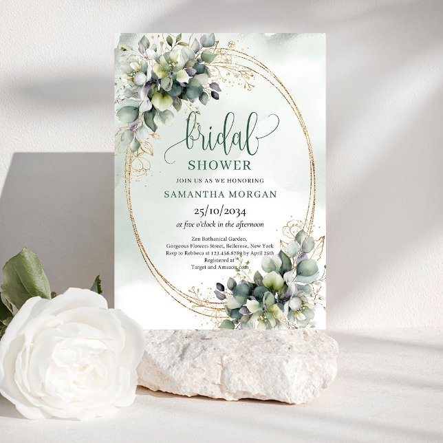 Dusty Green Botanical Bridal Shower Invitation (Dusty Green Botanical Bridal Shower Invitation)