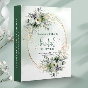 Dusty Green Botanical Bridal Shower Memory Album 3 Ring Binder