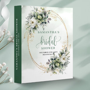 Dusty Green Botanical Bridal Shower Memory Album 3 Ring Binder