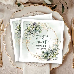 Dusty Green Botanical Bridal Shower Party Napkins