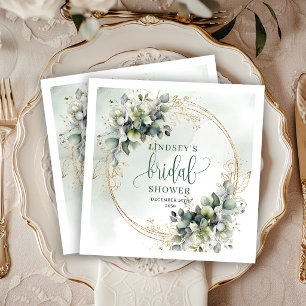 Dusty Green Botanical Bridal Shower Party Napkins