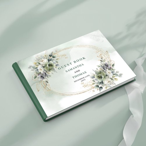 Dusty Green Botanical Foliage Wedding Guest Book