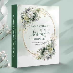 Dusty Green Botanical Gold Wedding Memory Album 3 Ring Binder