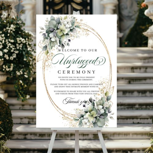 Dusty Green Botanical Unplugged Ceremony Wedding Poster