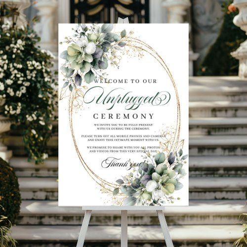 Dusty Green Botanical Unplugged Ceremony Wedding   Poster