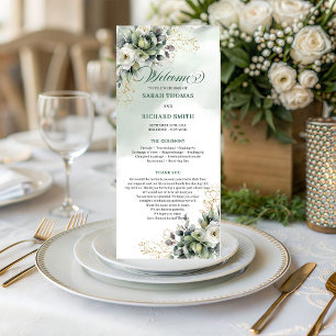Dusty Green Botanical Wedding Program