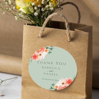 Dusty Green Botanical Wedding Thank You