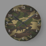 Dusty Green Camo Round Clock