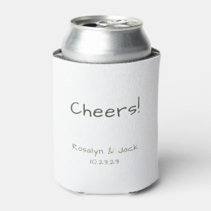Dusty Green Casual Handwriting Cheers Can Cooler